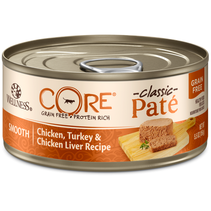 Wellness CORE Grain Free Natural Chicken, Turkey and Chicken Liver Smooth Pate Wet Canned Cat Food