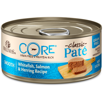 Wellness CORE Grain Free Natural Whitefish, Salmon & Herring Smooth Pate Canned Cat Food