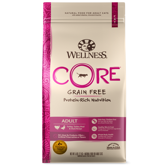 Wellness CORE Grain Free Natural Turkey, Turkey Meal, and Duck Dry Cat Food