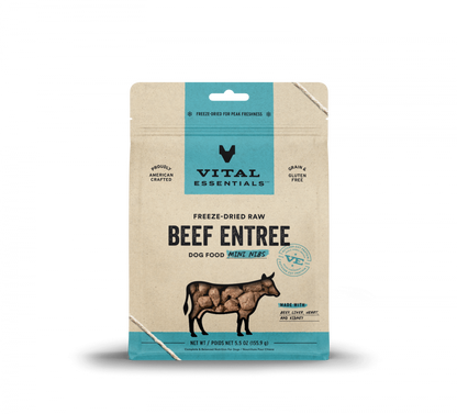 Vital Essentials Freeze Dried Grain Free Beef Mini Nibs Entree for Dogs Food