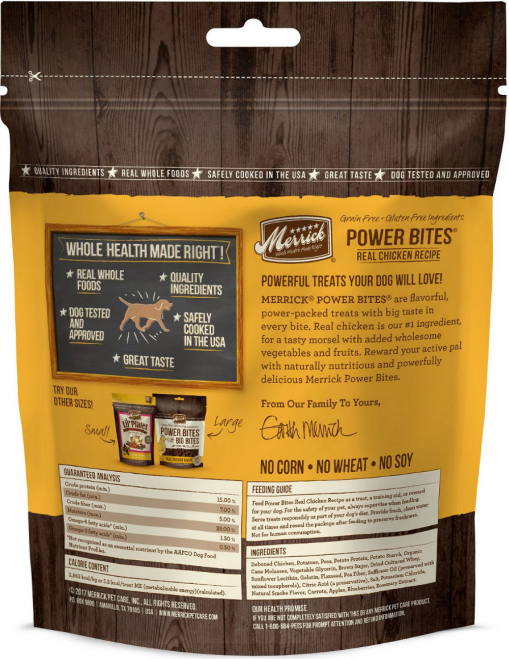 Merrick Power Bites Grain Free Chicken Recipe Dog Treats