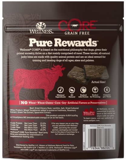 Wellness CORE Natural Grain Free Pure Rewards Beef Recipe Jerky Bites Dog Treats