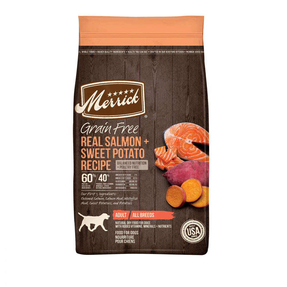 Merrick Premium Grain Free Dry Adult Dog Food Wholesome And Natural Kibble With Real Salmon And Sweet Potato