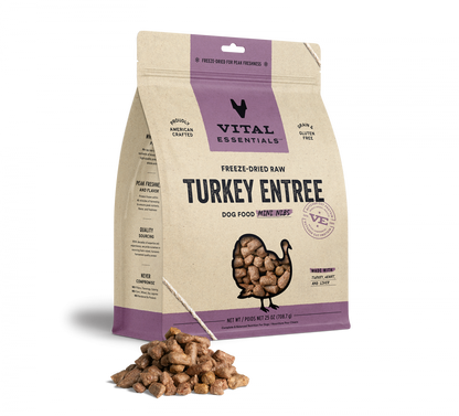 Vital Essentials Freeze Dried Grain Free Turkey Mini Nibs Entree for Dogs Food